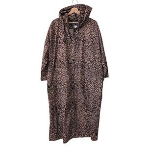 MYCRA PAC Designer Wear Leopard Print Hooded Maxi Raincoat M L Cheetah Loud